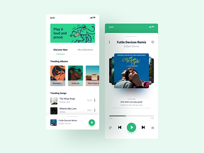 My First Shot - Mobile Music App android app app green ios mobile ui mp3 music music app music player play play button uidesign uiux ux