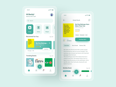 Mobile Book Store UI Concept android book ecommerce green ios library mobile store tosca ui ux