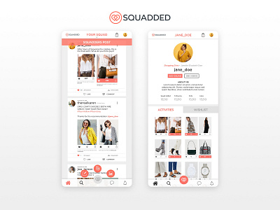 Fashion Social Media UI - Squadded app design design ui uiuxdesign xd xd design