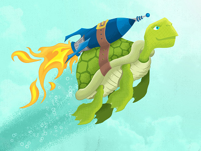 Rocket Turtle adobe illustrator animal illustration character illustration flying turtle future hand sketch illusration kids art rocket launch rocket turtle sea art space exploration turtle turtle art