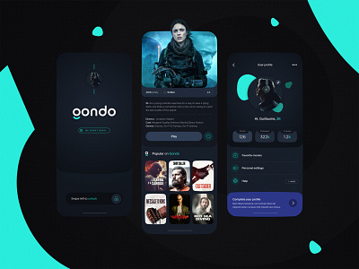 GONDO - movie streaming app app design mobile mobile ui movie streaming trailer ui video