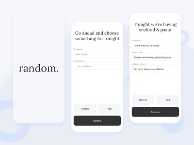 Random. A Decision Making App! android app choose clean decide decision decisions food games ios just for fun movies pick places productivity random randomize ui ux web