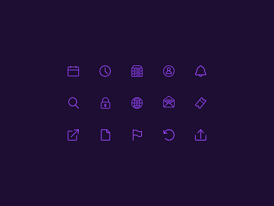 Icons account calendar clock export flag icon icon design icon set iconography icons lock notifications refresh search server ticket