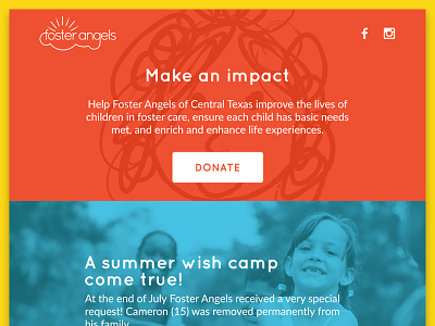 Foster Angels Donation Page clean donate donation giving kids landing page simple ui ux web design