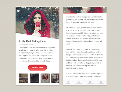 Reading App Exploration app article book clean ebook mobile navigation reading story ui ux