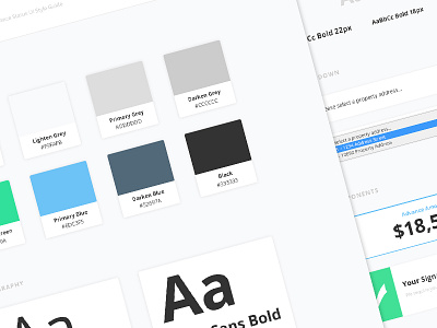 UI Style Guide brand guide card cards colors dropdown fonts interface style guide style tile typography ui