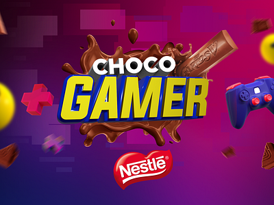 ChocoGamer Nestlé 3d advertising blender branding design graphic design logo mexico