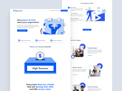 Core Insights Website blue branding coaching consulting illustration leadership ui webdesign