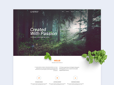 Ephic Template. Green Presentation artist html nature one page psd template themeforest web design
