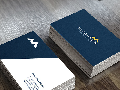 McConnon Construction - Cards blue brand branding business cards card construction logo yellow