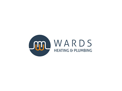 Wards Heating & Plumbing logo blue brand branding logo orange pipes plumbing white