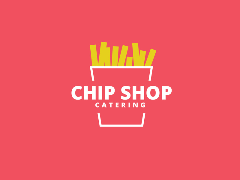 Chip Shop Catering (WIP) outline line red design brand illustration logo fast food fries chip wip