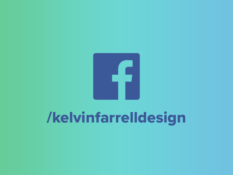 Now on Facebook gradient green blue add link website social freelance designer design brand facebook