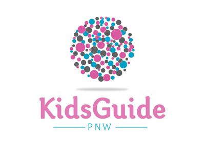 Kids Guide logo - developed blue font grey guide kids logo pink