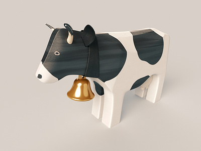 Swiss wooden cow 3d art 3dsmax design photoshop wooden