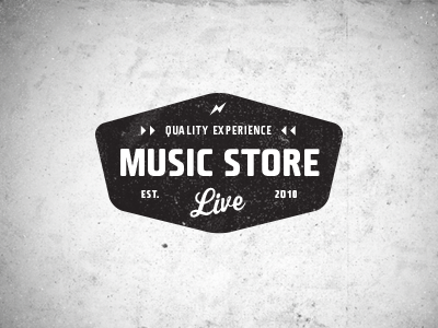 Music Store Live Logo 1 badge brand logo music retro vintage