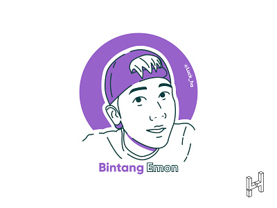 bintang emon comica indonesia in flat minimalist portrait avatar design fiverr flat line art minimal minimalist portrait poster art vector