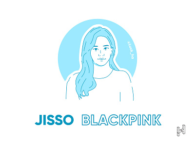 Jisso blackpink in minimalist line art portrait vector avatar design face flat k pop korean line art minimalist portrait vector