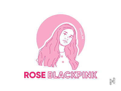 Rose blackpink in minimalist line art vector blackpink flat k pop korean line art minimalist portrait vector