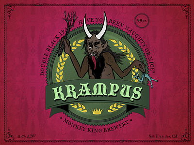 Illustration for a Beer Label: The Krampus beer illustration label packaging victorian