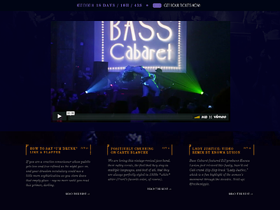 Bass Cabaret Web Design Preview 1920s art deco blog columns serif typography vintage web design