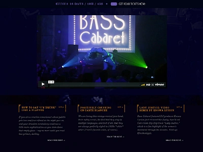 Bass Cabaret Web Design Preview 1920s art deco blog columns serif typography vintage web design