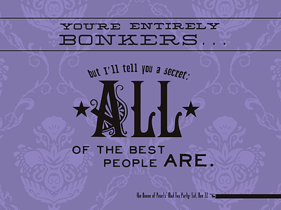 Social Media Graphic Series - Bonkers alice in wonderland social media typography victorian word art