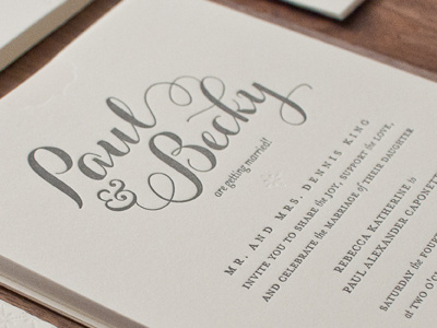Wedding invite clean elegant invitation letterpress modern type typography wedding