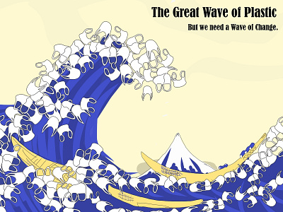 The Great Wave of Plastic design globalwarming illustration ocean plastic poster vector wave