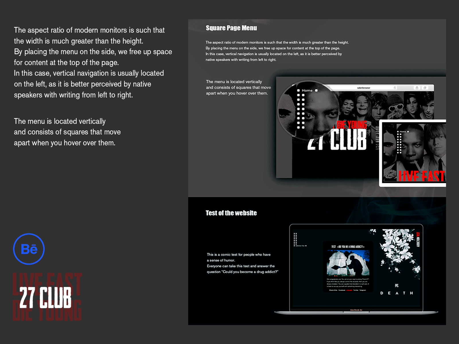 24 CLUB (square page menu) behance illustration menu design website website design