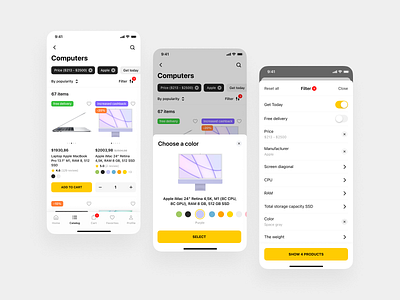 e-commerce — catalog app apple application catolog computers design e commerce ecom filter ios shop store ui