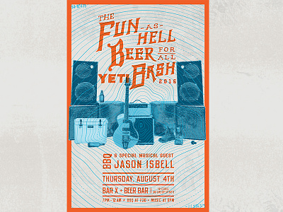 Poster bash beer design fun gig hell illustration music outdoor poster topography yeti