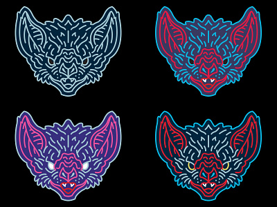 Bat Face bat bats design face illustration logo neon