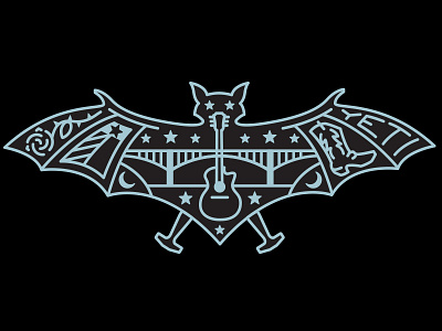 Bat Bridge austin bat boot bridge guitar icon illustration logo rose texas yeti