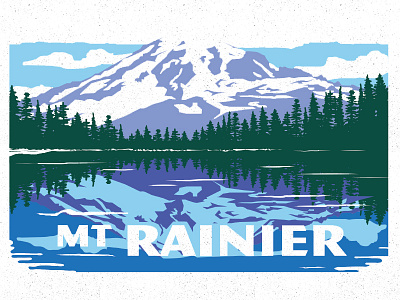 Rainier design illustration mount mountain rainier state park washington