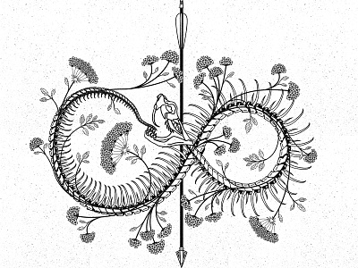 Snake Arrow arrow design flowers goth illustration skeleton snake