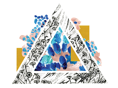 Wildflower Field art collage geometry illustration mixed media paint triangle