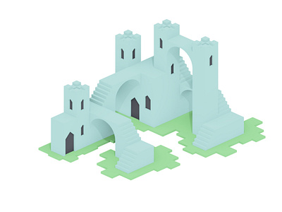 Isometric Castle 3d 3d art 3d artist castle design landscape low poly low poly