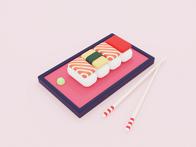 Sushis 3d 3d art blender illustration japan low poly