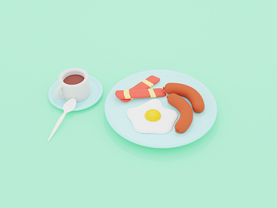 Breakfast 3d 3d art 3d artist design illustration low poly