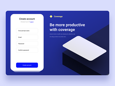 coverage create account page ui ux