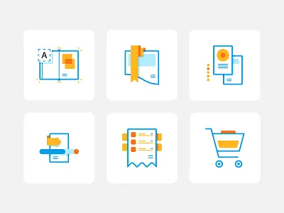 Icon set design for Boekdrukken abstract app branding bright clean design graphic design icon icons iconset illustration interface mark minimal modern simple startup ui vector web