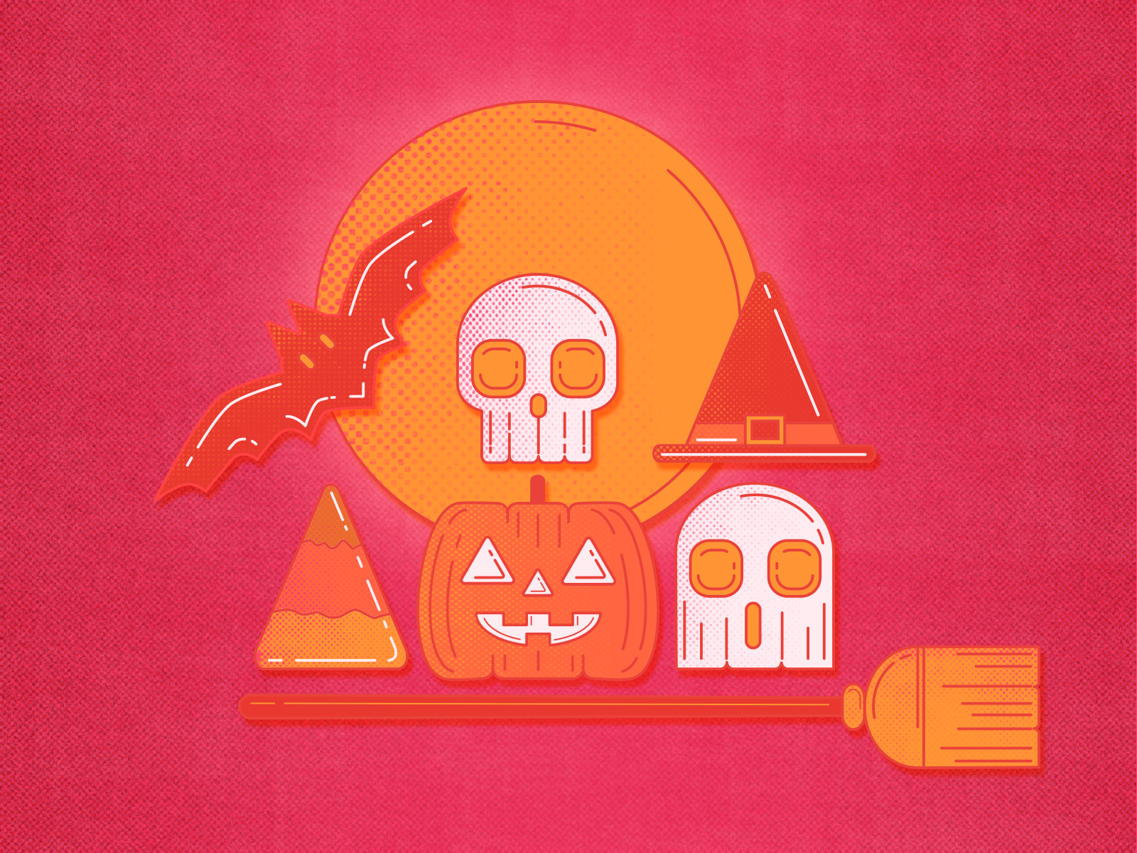 Halloween Illustraion animation bat design flat ghost gif halloween holidays illustration illustrator line lineart skull spooky vector witch