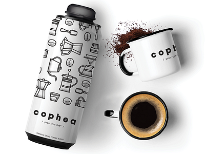 / c o p h e a / black and white branding coffee concept craft coffee design flat logo logo design type typeface
