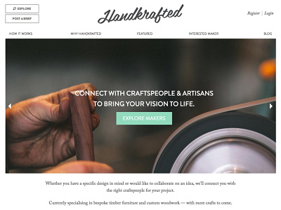 Handkrafted Homepage css design html js ux web webpage