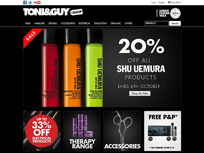 Toni & Guy Online Store css design ecommerce html js php ux web webpage