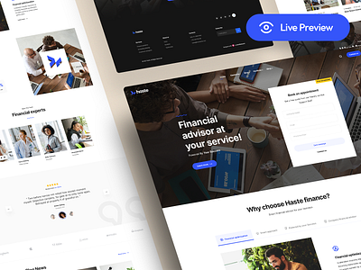 Haste - Financial template agency bookkeeping clean contact form finacial homepage landing simple template ui ux website