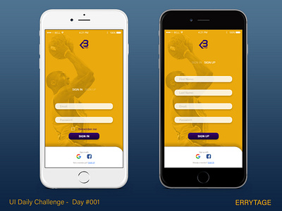 KOBE BRYANT UI DESIGN SIGN UP PAGE