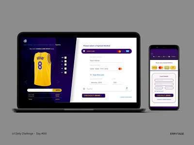 KOBE BRYANT UI CHECK OUT DESKTOP branding challeng dailyui graphicsdesign ui