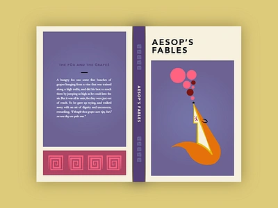 The fox and the grapes aesop aesops fables book book cover flat fox illustration minimal